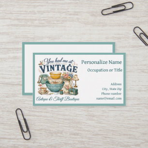 Cartão De Visita Loja de Brechó de Antiguidades e Vintage