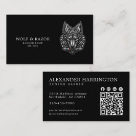 Cartão De Visita Loja de Cabeleireiro Profissional Código Qr Lobo P