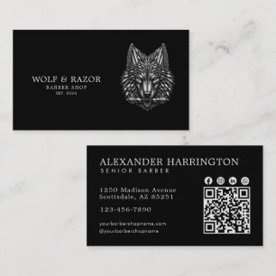 Cartão De Visita Loja de Cabeleireiro Profissional Código Qr Lobo P