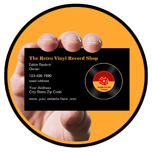 Cartão De Visita Loja de Discos de Vinil Retrô Tema 45 RPM