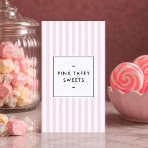 Cartão De Visita Loja de Doces Listras Rosa Retro