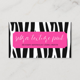 Cartão De Visita Loja de Estampa de Zebra Rosa Preta