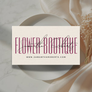 Cartão De Visita Loja de flores moderna florista boutique bege verm