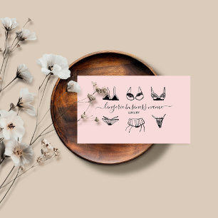 Cartão De Visita Loja de lingerie moda de cueca rosa Bege