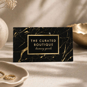 Cartão De Visita Loja de Luxo Chic Mármore Dourado