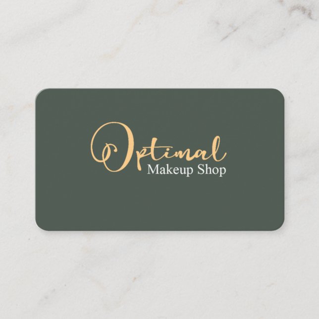 Cartão De Visita Loja de Maquiagem Sofisticada em Verde Sage e Dour (Frente)