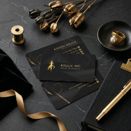 Cartão De Visita Loja de Roupas de Luxo da Designer Black Gold Eleg