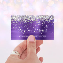Cartão De Visita Loja Online de Amethyst Foil com Brilho Prateado
