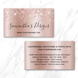Cartão De Visita Loja Online Rose Gold Confetti Glitter Ombre