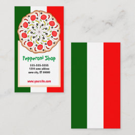 Cartão De Visita loja ou restaurante de pizza Pepperoni italiana