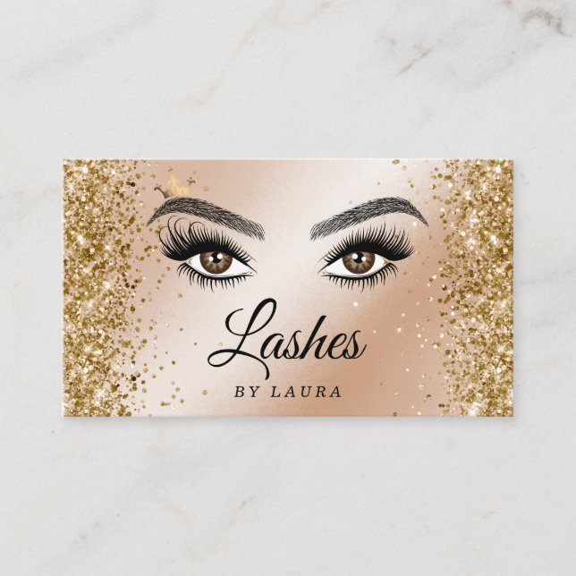 Cartão De Visita Longa e Bonita Lashes Olhos e Mão Desenhada (Frente)