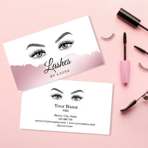 Cartão De Visita Longa e Bonita Lashes Olhos e Mão Desenhada