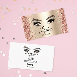 Cartão De Visita Longa e Bonita Lashes Olhos e Mão Desenhada