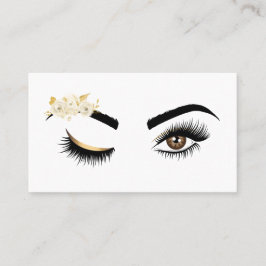 Cartão De Visita Longa Pisca Belos Olhos com Flores de Aquarela