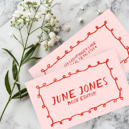 Cartão De Visita Lops (alça) feitos à mão, branco, cor-de-rosa-chic