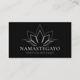 Cartão De Visita Lótus de Meditação Espiritual Yoga Preto