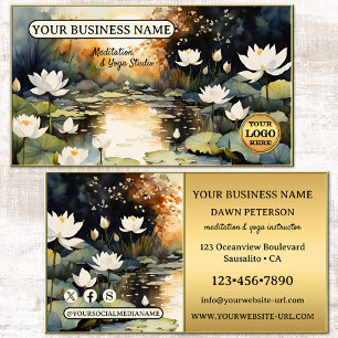 Cartão De Visita Lótus de Meditação Yoga Aquarela Artística