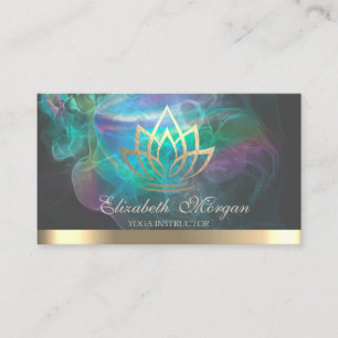 Cartão De Visita Lótus Dourado Elegante, Tinta Holográfica Yoga