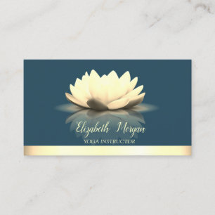Cartão De Visita Lótus Elegante com Listra Dourada Yoga 
