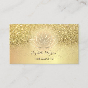 Cartão De Visita Lótus Elegante  Glitter Confete Instrutor de Yoga