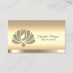 Cartão De Visita Lotus Flower Dourado Glitter Beauty Salon