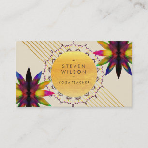 Cartão De Visita Lotus Flower Rainbow Decorative Yoga Holística