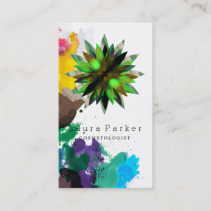 Cartão De Visita Lotus Flower Watercolor Splatter Yoga Holística Sp