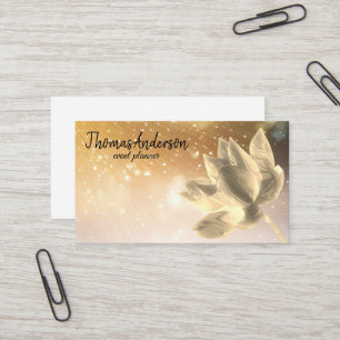 Cartão De Visita Lótus Glitter Dourado do Na moda Elegante Moderno