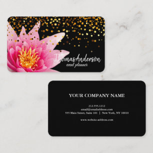 Cartão De Visita Lótus Glitter Dourado do Na moda Elegante Moderno