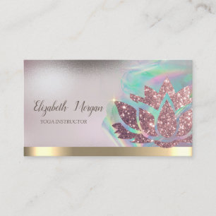 Cartão De Visita  Lotus Gold Stripe Tinta Holográfica Yoga 