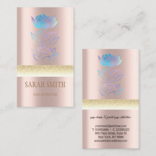 Cartão De Visita Lotus holográfico do ouro moderno