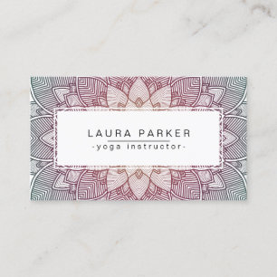 Cartão De Visita Lotus Mandala Yoga Instrutor Meditation Vintage