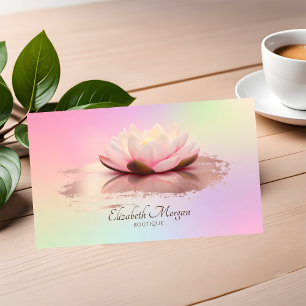 Cartão De Visita Lótus Moderno Dourado Rosa Traço Holográfico