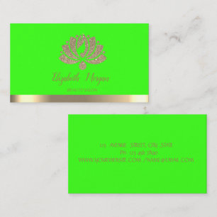 Cartão De Visita Lótus Neon Verde Brilho Dourado Elegante