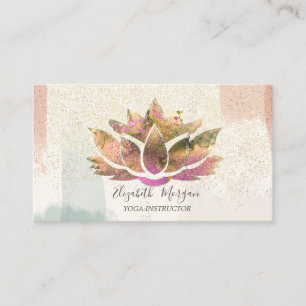 Cartão De Visita Lótus, Pincelada de Aquarela Confete