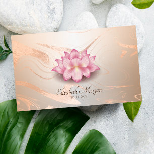 Cartão De Visita Lótus Pincelada Rosa Dourado Lótus