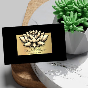 Cartão De Visita Lótus Profissional Elegante, Quadro Dourado Falso