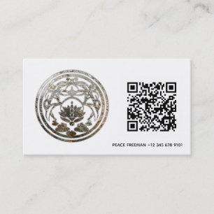 Cartão De Visita Lotus Quietude   Design Mandala Prata
