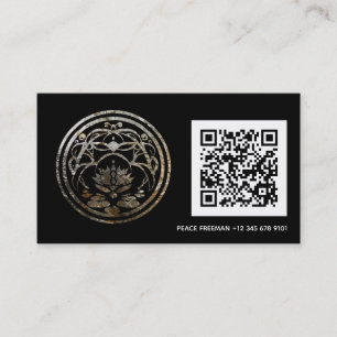 Cartão De Visita Lotus Quietude   Design Mandala Prata