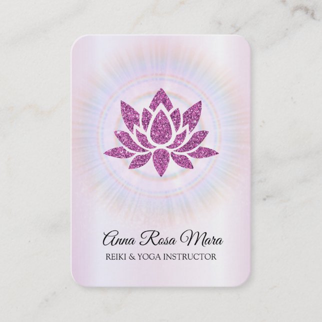 Cartão De Visita *~* Lotus Rays Reiki Energy Healing MAGENTA  (Frente)