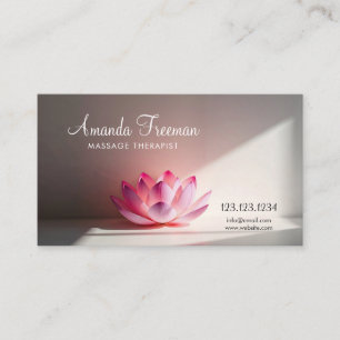 Cartão De Visita Lotus Rosa na Terapêutica de Massagem de Luz Maciç
