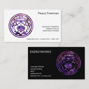 Cartão De Visita Lótus Serenidade   Design Mandala Roxo