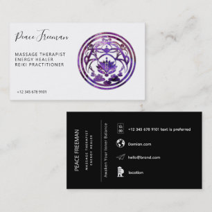 Cartão De Visita Lótus Serenidade   Design Mandala Roxo