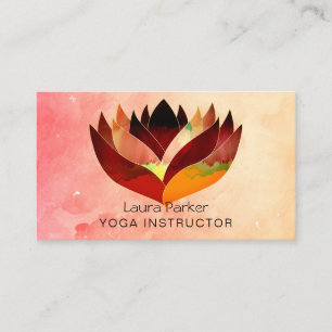 Cartão De Visita Lotus Water color Yoga Professora Saúde Holística
