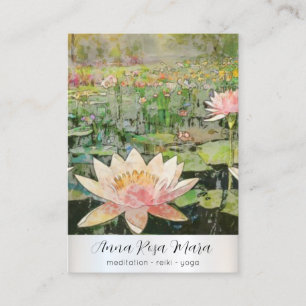 Cartão De Visita *~* Lotus Water Lily Nature Flowers QR AP67 Art