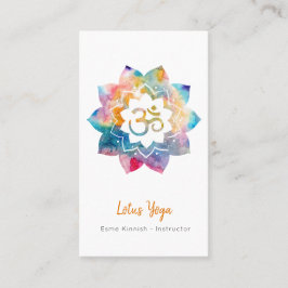 Cartão De Visita Lotus Yoga Watercolor Splash Serene Studio Busine