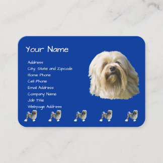 Cartão De Visita Lowchen em azul escuro