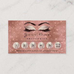 Cartão De Visita Loyality 6 Makeup Eyebrow Eyes Lashes Rosa Spark