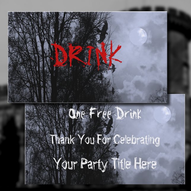 Cartão De Visita Lua Assombrada com Bilhete de Bebida Azul Ravens (Criador carregado)