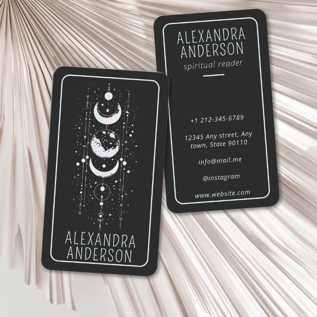 Cartão De Visita Lua Celestial Fases Holísticas Místicas Espiritais (Celestial Moon Phases Mystical Holistic Spiritual Business Card)